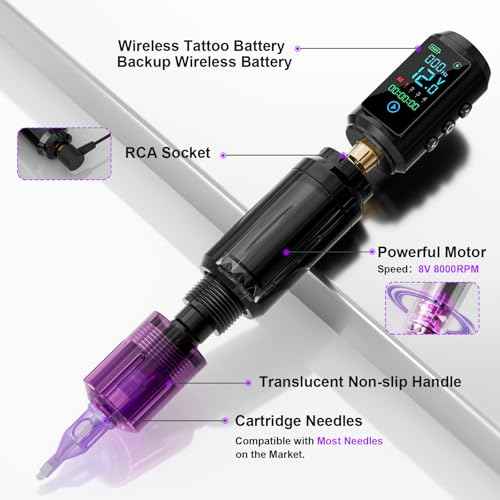 Neebol Tattoo Gun Kit for Beginners ? Wireless Tattoo Gun with 1600mAh Battery, Tattoo Pen Machine, 10 Cartridge Needles, Black & Color Ink Set, Complete Tattoo Kit