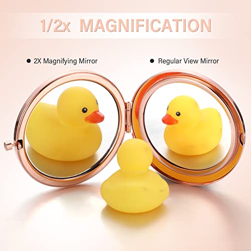 Roowest 12 Pcs Inspirational Compact Mirror Christmas Small Gifts for Mom Women Bulk Double Sided Travel Thank You for Being Awesome Makeup Magnifying Pocket Mirror for Purse(Rose Gold)