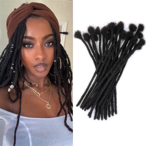100% Human Hair Dreadlock Extensions for Men/Women, 0.6cm Thickness 16 Inch 30 Strands Full Handmade Can be Dyed and Bleached Permanent Loc Extensions Human Hair Natural Black