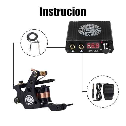 Dragonhawk Traditional Pro Complete Tattoo Kit - Two Machines Gun Easy Use Color Ink Power Supplies Disposable Needles Grips Great for Beginners & Starter Tattoo Aritsts 11-85