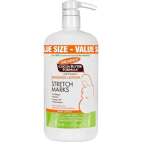 Palmer's Cocoa Butter Formula Massage Lotion For Stretch Marks, Pregnancy Skin Care, Belly Cream with Collagen, Elastin, Argan OIl and Shea Butter, 33.8 Ounces