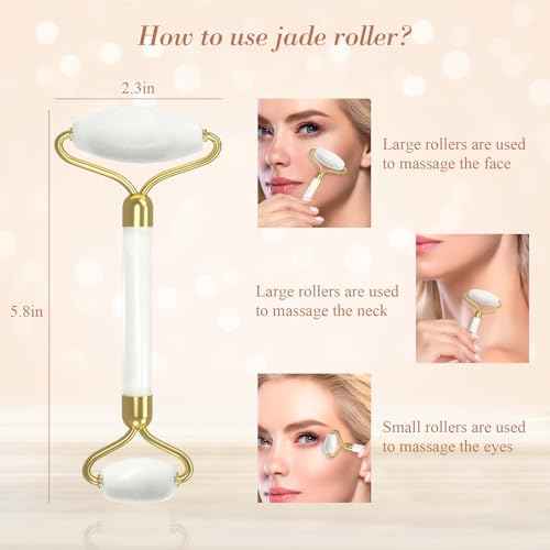 Gua Sha Facial Massage Tool & Jade Roller Set, Facial Massager for Face, Neck, Back, Arms, Legs, Eye,SPA Gifts for Women Gua Sha Facial Massager Reduce Puffiness and Improve Wrinkles