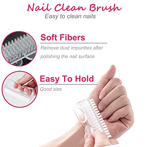 Gel Polish Remover Tools Kit - 10 Clips, 400 Lint-Free Wipes, Files 100/180, Buffer Block 400/4000, Brush, Cuticle Pusher & Peeler (Clear)