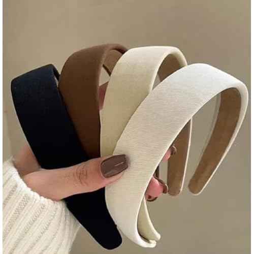 Huachi Headbands for Women Non Slip Trendy Headbands for Women¡¯s Hair 1 inch Wide Cute Headband for Girls, Fall Head Bands Elastic Hair Bands for Womens Fashion Accessories for Women 4PCS