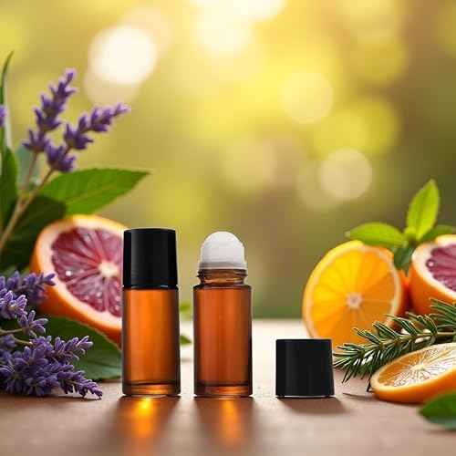 2 Pcs Brown 50ml Glass Essential Oil Roller Bottles Refillable Roll on Bottles Empty Deodorant Bottle Containers Rollerball Bottle for Fragrance, Refillable Containers Accessories