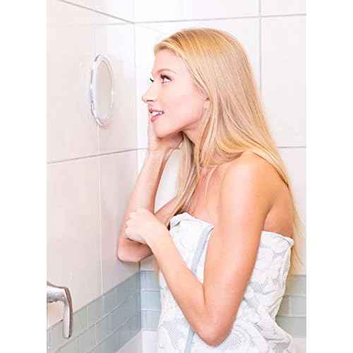 Mavoro 6'' Magnifying Mirror with 3 Strong Suction Cups | 10X Magnification | Portable Travel Makeup & Cosmetic Mirror (10X)