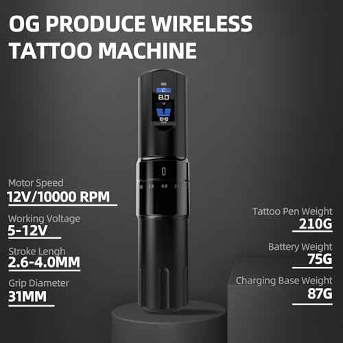 OG Dark Knight Rotary Tattoo Gun Machine with Adjustable Stroke,Wireless Tattoo Pen Machine with 2000mAh,Tattoo Machine Power LED Display Tattoo Equipment Supply for Professional Tattoo Artists