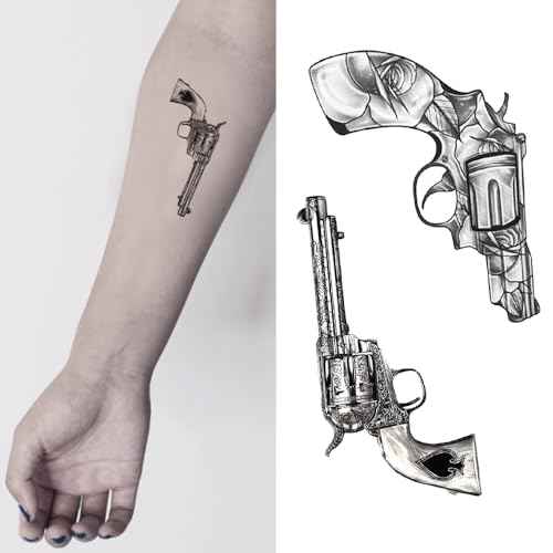 2 Sheets Tiny Small Temporary Tattoos For Women Men Finger Hands Neck Wrist Face, Cute Long Lasting Cartoon Fake Tattoo Stickers For Kids Boys Girls Gun Spade Flower