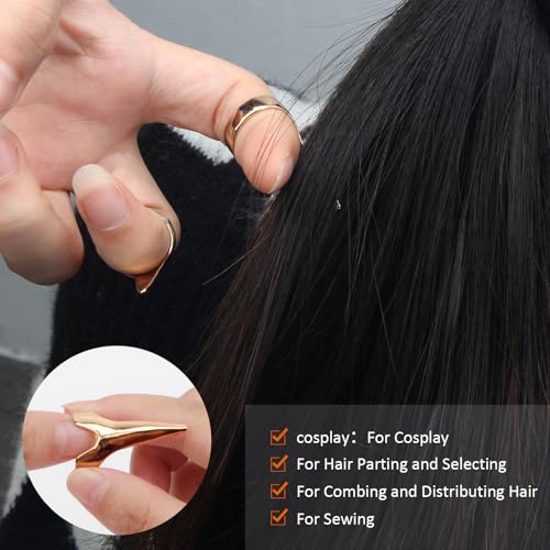 17 Pieces Hair Parting Tools Set Heart, Included 8P Hair Parting Ring 2P Metal Rat Tail Comb 6P Hair Sectioning Clip with 1P Magnetic Wrist Sewing Pin Holder for Braiding (Pink)