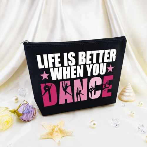 Dancer Gifts for Women Dance Bag Dance Makeup Bag Ballet Teacher Gift for Dancers Ballerina Travel Toiletry Zipper Pouch Dancer Cosmetic Pouch Recital Gifts Dancing Competition Must Haves