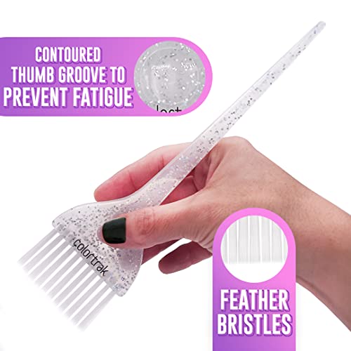 Colortrak 2 Piece Galaxy Glitter Hair Color Brushes, For Highlighting and Coloring Large Sections of Hair, 1 x 2.5 Inch Wide Brush with Soft Bristles, 1 x 3 inch Extra Wide Brush with Stiff Bristles