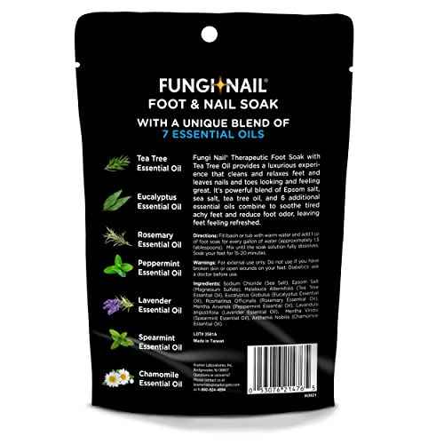 Fungi-Nail Foot & Nail Soak with Tea Tree Oil - Moisturize, Reduce Foot Odor, & Soothe Aching Feet - A Therapeutic Blend of Rich Mineral Epsom Salt, Pure Sea Salt, and 7 Essential Oils - 1 Pound