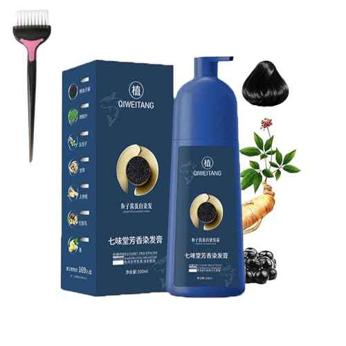 Vivping Zhihuashi Caviar Protein Hair Dye, Qiweitang Hair Dye Shampoo, Plant-Based Hair Coloring Cream, Natural Plant Formula, Caviar Color Cream for Women & Men (Black)