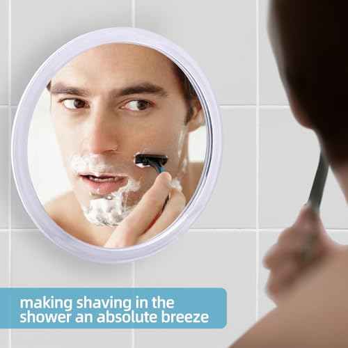 Fogless Shower Mirror for Shaving and Makeup with 3 Removable Powerful Suction Cups, Shatterproof Anti Fog Mirror for Shower and Bathroom, Glassless Safety Kids Mirror