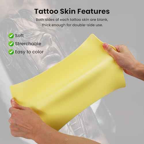 Blank Tattoo Practice Skin, 16 PCS Tattoo Practice Double Sides 5.71x7.48" (1mm) Fake Skin Tattooing and Microblading Eyebrow for Supplies, Beginners and Experienced Artists