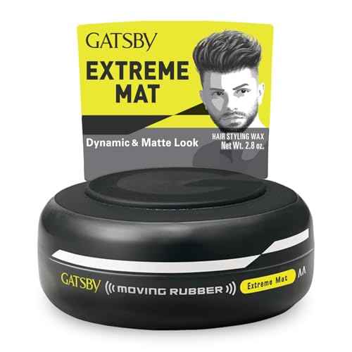 GATSBY Moving Rubber Extreme Mat Hair Styling Wax US version - Strong Hold, Matte Finish, 80g/2.8oz by Mandom achieve any desired hairstyle, from spiky to dynamic, bouncy, fluffy, or frizzy