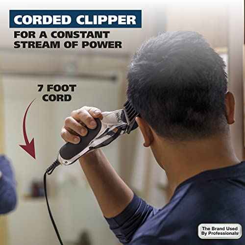Wahl USA Chrome Pro Corded Clipper Complete Haircutting Kit for Men ? Powerful Total Hair Clipping, Beard Trimming, & Grooming - Model 3024635