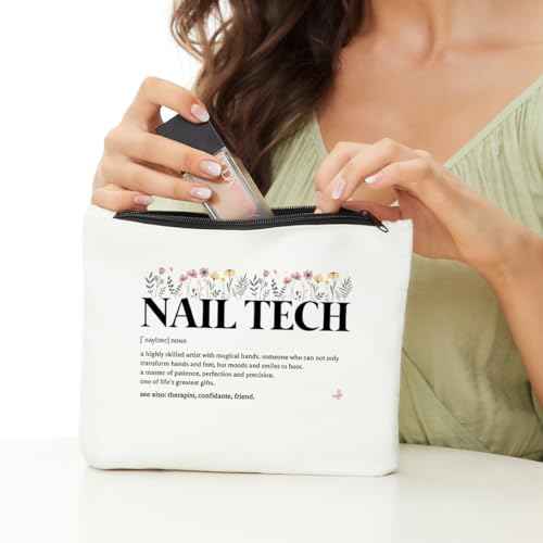 Inspirational Nail Tech Definition Cosmetic Bag, Nail Tech Gifts Makeup Bag, Nail Tech Must Haves, Nail Tech Supplies, Birthday Appreciation Gifts for Women Female Nail Technician Nail Artist