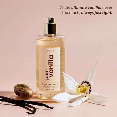 Lavanila Pure Vanilla Healthy Hair + Body Perfume Mist, 5 Fl Oz - Sweet & Warm Fragrance Spray Formulated with Jojoba Oil, Madagascar Vanilla, Tonka Bean, Heliotrope