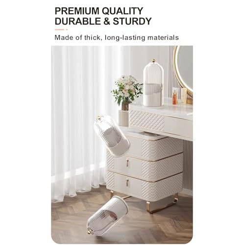 Makeup Brush Holder with Lid 360¡Æ Rotating, Clear Dustproof & Waterproof Make Up Brush Holder Organizer, Transparent Makeup Brush Organize, Green