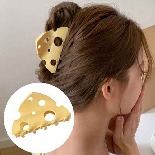 1pcs fashionable, cute, and creatively designed yellow cheese hair clip, ponytail, claw clip, simple style hair accessory gift for girls, sturdy hair clip, anti slip hair clippers