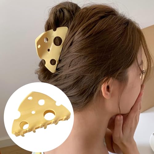 1pcs fashionable, cute, and creatively designed yellow cheese hair clip, ponytail, claw clip, simple style hair accessory gift for girls, sturdy hair clip, anti slip hair clippers