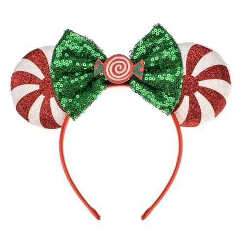 A Miaow Christmas Decoration Headpiece Candy Mouse Ears Headband Christmas Eve MM Butterfly Hair Hoop Park Women Adults Costume Photo Shoot (Candy)