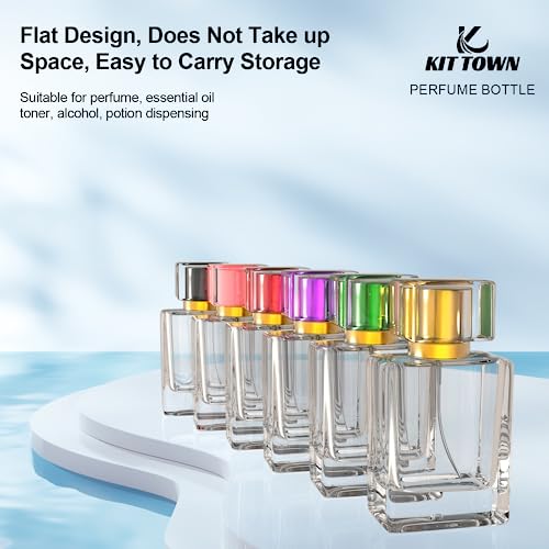 6 Pack Refillable Perfume Atomizer 50ml 1.7oz Large Perfume Bottle for Essential Oils, Perfumes,Empty Clear Glass Mist Spray Bottle for Traveling and Outgoing
