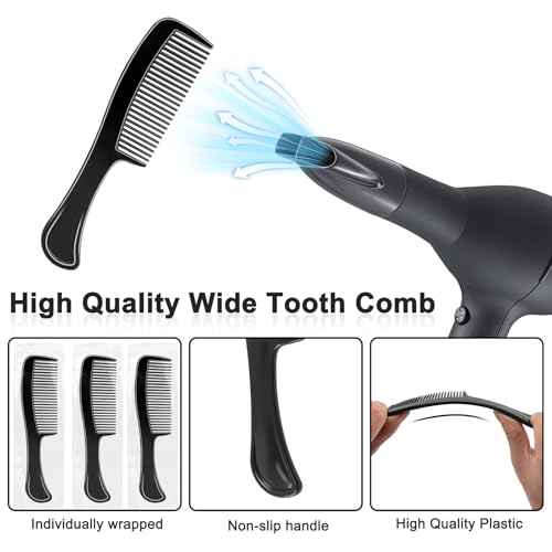 HOFASON 20 Pcs Bulk Hair Combs Individually Wrapped for Women, Kids, Men Beard, Professional Wide Tooth Comb for Hair Styling, Travel, Homeless, Hotel, Shelter, Nursing Home and Church (Black)
