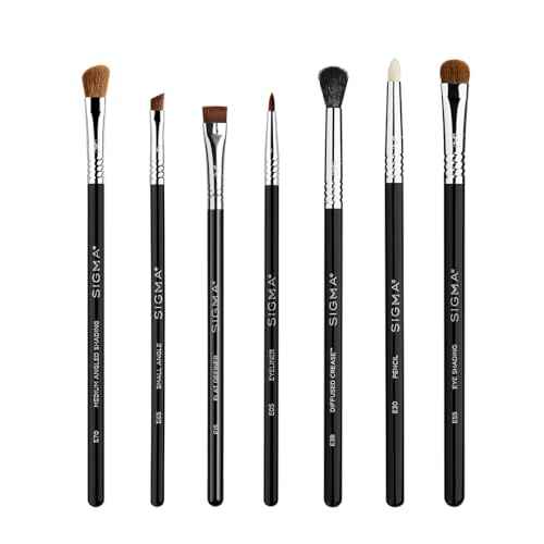 Sigma Beauty Basic Eye Makeup Brush Set ? Classic Eye Makeup Brushes with Premium Fibers and Sleek, Durable Handles for Eyeliner, Eyeshadow, & Eyebrows, Includes 7 Black Makeup Brushes