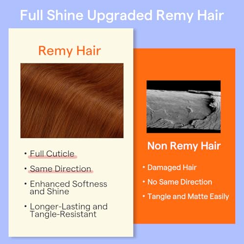 Full Shine Copper Clip in Hair Extensions Invisible Clip in Extensions for Women Light Copper Hair Extensions Triple Weft 20 Inch 7 Pcs 120 G