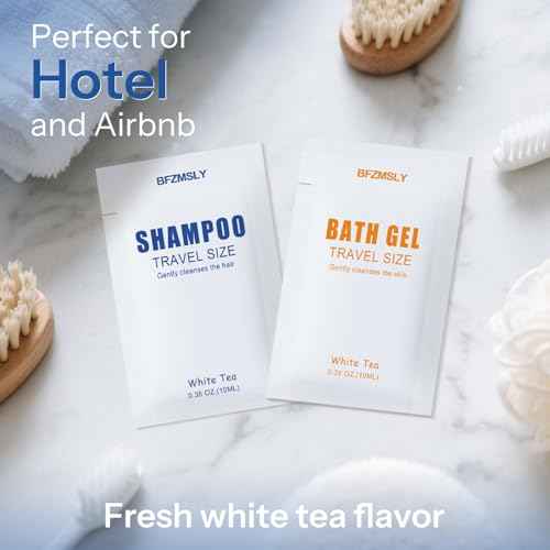 15 Sets Travel Size Toiletry Sets, Shampoo & Body Wash (0.35oz Each, 2-in-1 Toiletries Kit, White Tea Scent) ? Individually Wrapped Hotel Amenity Packs for Guests, Airbnb, Vacation Rentals