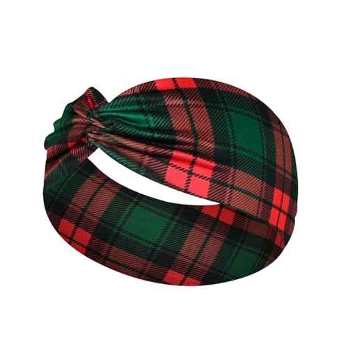 4Pcs Christmas Headbands for Women - Snowflake Santa Snowman Xmas Tree Holiday Hair Bands, Festive Gift Hair Accessories (Plaid)