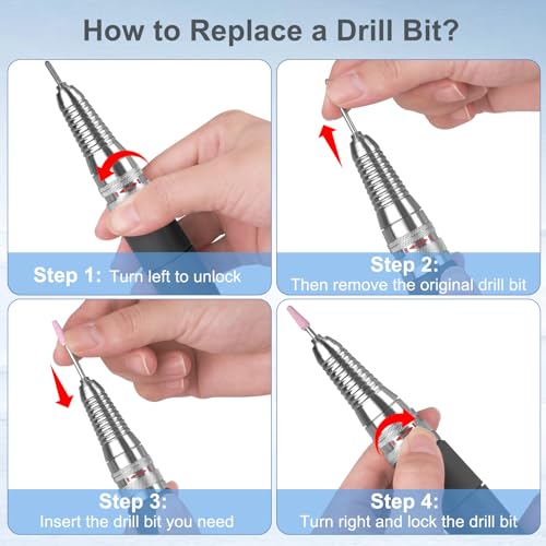 Nail Drill Handpiece for UP200 Machine, HoMove 35000RPM Professional Electric Nail File Handle Replacement 3 Pins, Low Noise and Comfortable (Only Handpiece)