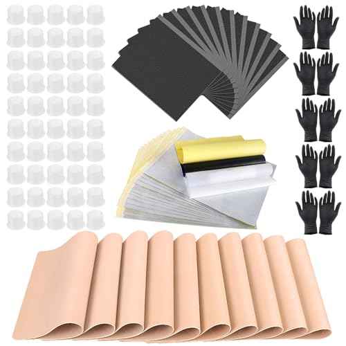 85PCS Tattoo Skin Kit - Usiriy Tattoo Practice Skin Fake Skin Tattoo Kit with Tattoo Ink Caps Cups Tattoo Transfer Paper Dental Bibs Tattoo Gloves Tattoo Supplies Tattoo Starter Kit for Beginners