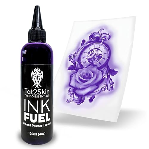 INKFUEL Stencil Printer Ink Refill, Compatible for Stencil Printers, Mess-Free Refilling, High-Definition Stencil Designs, Gentle on All Skin Types (120ml (4oz), Violet)
