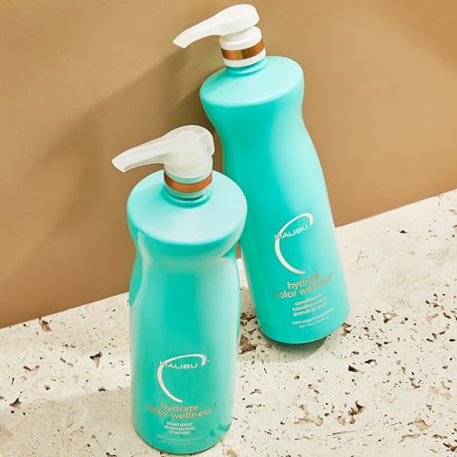 Malibu C Hard Water Wellness Shampoo and Conditioner Duo - Hydrating Hair Care for Shine & Manageability - Protects from Waterborne Elements That Cause Dry, Damaged Hair (33.8oz)