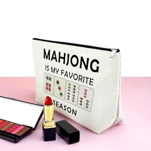 Mxrymvu Mahjong Gifts for Women Makeup Bag Mahjong Themed Gift for Players Lover Cosmetic Bag Retirement Christmas Birthday Present for Grandma Aunt Mom Travel Pouch