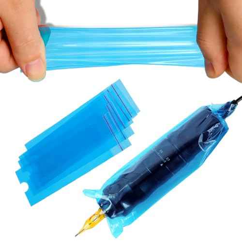 200Pcs Tattoo Machine Covers Self-adhesive Type 2.5¡¿7.4 Inch + 250Pcs Tattoo Wash Bottle Bags 6¡¿10 Inch - Blue Tattoo Pen Covers Machine Bags Tattoo Bottle Cleaning Bags for Tattoo Cleaning Supplies