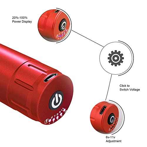 Tattoo Battery Power Supply RCA Spare Portable Rechargeable Cordless Motor for Tattoo Pen Rotary Tattoo Machine Permanent Makeup Equipment (RCA Red)