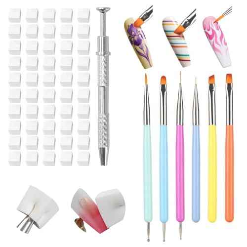 100pcs Sponges with Grabber and Nail Art Brushes, Nail Tools Set for Ombre Gradient Nail Gel Painting Gel Kit Multifunctional Nail Brushes for Nail Design (Brushes Grabber Sponges)