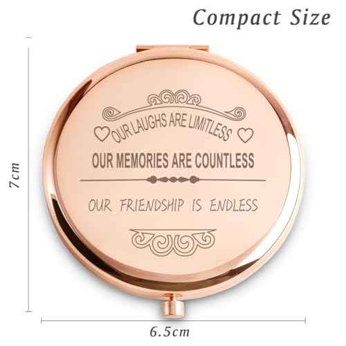 Friendship Gifts for Women Girls, Personalized Compact Mirror, Christmas Stocking Stuffers for Adult Teen, Unique Birthday Gifts for Her Best Friend Female Sister