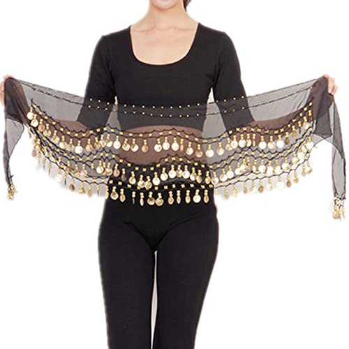 Multi-Row Coins Belly Dance Wrap & Hip Scarf, Sequins Head Chain Festival Halloween Prom Costume Hair Accessories Headbands Headpieces for Women and Girls