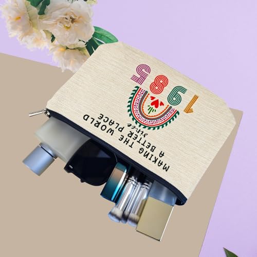 ancpeany 40th Birthday Gifts for Women, Her, 40th Birthday Decorations Makeup Bags, 1985 Anniversary 40 Year Old Gift Ideas for Mom, Wife, Sister, Best Friends, Mothers Day Small Cosmetic Travel Bag