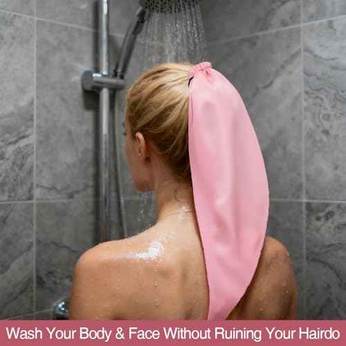 Waterproof Hair Sleeve for Long Hair, Crown Washing Shower Cap Ponytail,Waterproof Hair Sleeve Reusable Ponytail Bathing Hat, A Quick Root Refresh Shower Hair Wash Accessory for Your Pony Tail (1 PCS)
