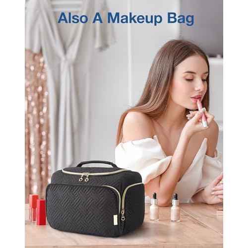 BAGSMART Travel Toiletry Bag for Women, Cosmetic Bag Makeup Bag Organizer with Handle, Travel Bag for Toiletries, Travel Accessories, Full Sized Container