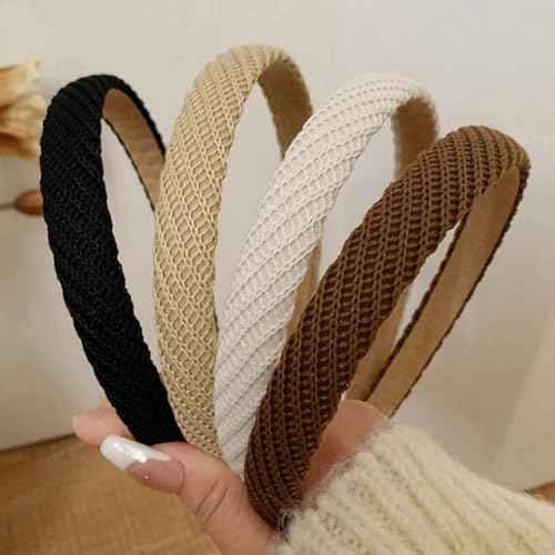 Headbands for Women Thin Knitted Hairbands Fashion Non Slip Headband for Women's Hair Cute Solid Colors Hair Accessories 4 PCS