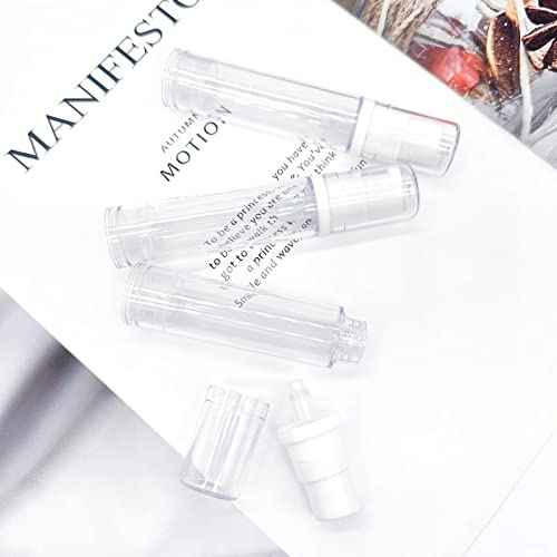 BlingKingdom 3pcs 10Ml Empty Airless Pump Bottle Refillable Clear Travel Lotion Pump Containers Vacuum Cosmetic Container Vacuum Press Pump Bottles for DIY Foundation, Gel, Essence, Moisturiser