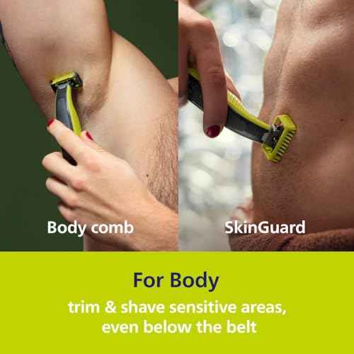 Philips Norelco for Face + Body, Electric Beard Trimmer, Shaver and Groomer, 5in1 Adjustable Comb, 1x Body Kit, Model QP2834/70, Black/Lime Green