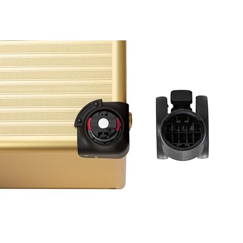 4 in 1 Portable Traveling Aluminum Professional Makeup Trolley Cart with Multiple-Sized Compartments and Wheels (Light gold)